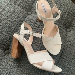 Tahari white sandals, size 9